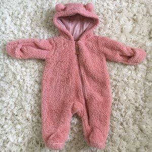Pink Carters Sherpa Hooded Bunting Suit NB